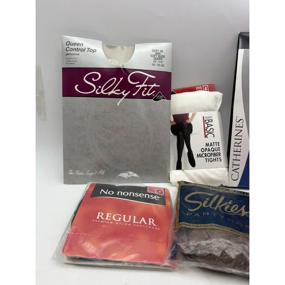 Queen Size Pantyhose Tights Knee Highs Lot 14 Pair Leggs Silky Fit New
